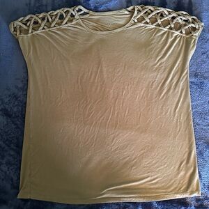 Torrid Green Short Sleeve Top with Woven Shoulders